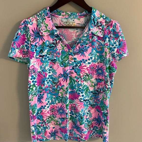 Lilly Pulitzer Tops - Large polo top Lilly Pulitzer worn once